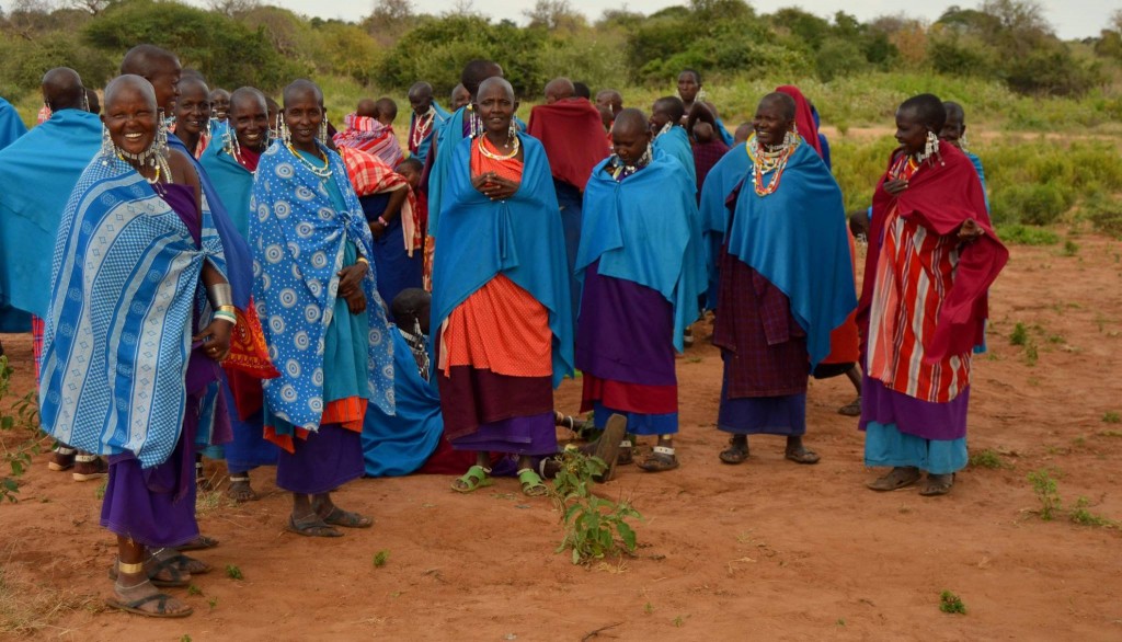 Maasai women gathered for the regular meeting